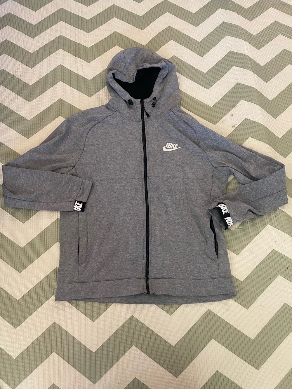 Nike Gray Full-Zip Hooded Jacket with Logo